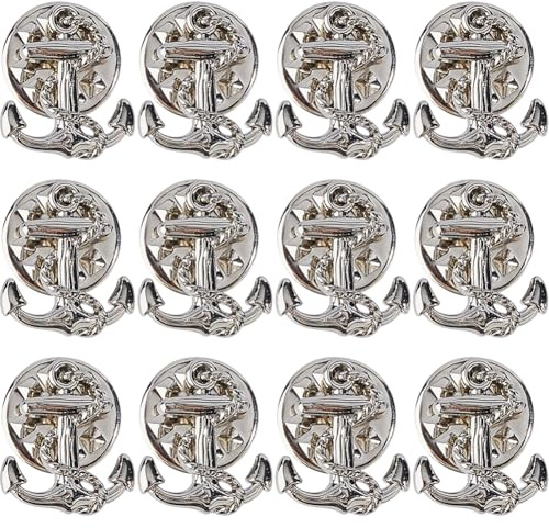 SUPERFINDINGS 12 Stück Anker Brosche Anstecknadeln Aus Platin Anker Dekorative Broschen Aus Legierung Segel Brosche Marine Motiv Anstecknadel Für Damen Und Herren Anzug Mantel Stoff