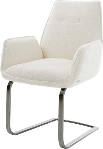 DELIFE Schwingstuhl Zoa-Flex Freischwinger flach Graphit Bouclé Weiß Taschenfederkern