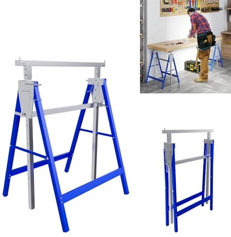 UISEBRT 2X Gerüstbock Stützbock 80 bis 130 cm HöhenverstellbarTeleskop-Arbeitsbock Set mit Sicherheitsverriegelung Stahlbau Tragkraft bis zu 150 kg Faltbar für einfache Lagerung und Transport