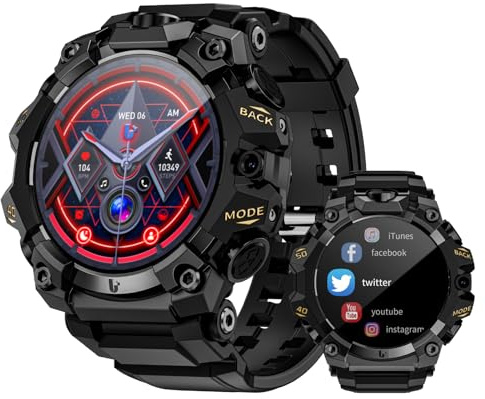 LOKMAT 4G Android Smartwatch APPLLP 2 PRO, 4 GB + 64 GB robuste Militär-Sport-Smartwatch für Herren, Fitness-Tracker-Uhr mit GPS, WiFi-Kamera, Bluetooth (Schwarz)