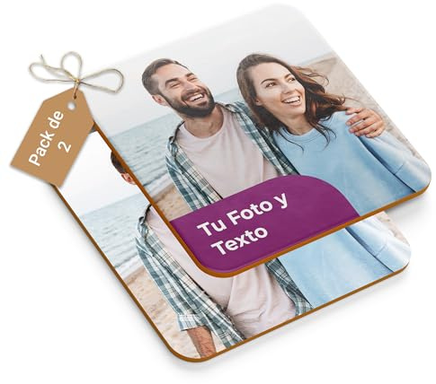 Cimpress Foto Untersetzer, Personalisierter Glasuntersetzer aus Kork, 9,5 × 9,5 cm, mit Bild oder Text personalisierbar, Geschenkidee für Freunde oder Familie, rutschfest und Kratzfest im Alltag