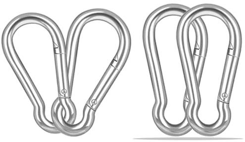 4PCS M10 Karabinerhaken & Karabiner Schnapphaken, 10cm, Verzinkt, Silber | 610kg Tragkraft, Robust Und Langlebig; Ideal Für Schlüssel, Angeln, Camping, Hängematten, Hundeleinen Und Tägliche Nutzung
