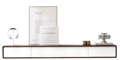 Mobile TV a parete con 2 cassetti console mobile per intrattenimento multimediale piccolo bianco TV et per soggiorno design moderno salvaspazio