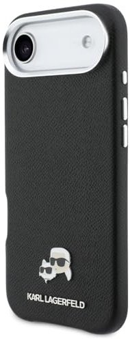 CG MOBILE Karl Lagerfeld Karl & Choupette Kopfbolzen Saffiano kompatibel mit MagSafe Hülle für iPhone Air (Schwarz)