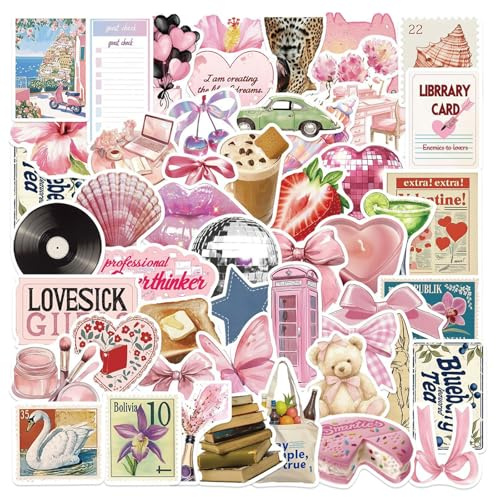 ARYIMYDP Vintage Pink Ästhetik Sticker, 100 Stück