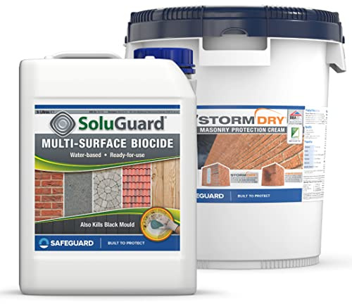 Stormdry Masonry Waterproofing Cream 20L + Soluguard Biocide - BBA Approved - 25 Year Ultimate Home Protection Bundle for Effective Wall Weatherproofing