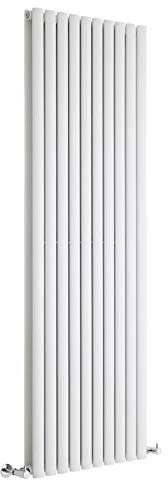 Milano Aruba White Vertical Double Oval Panel Radiator - 1780mm x 590mm
