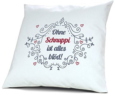 digital print Kopfkissen mit Namen Schnuppi - Motiv Ohne Schnuppi ist Alles blöd - Ornamente Design, 40 cm, 100% Baumwolle, Kuschelkissen, Liebeskissen, Namenskissen, Geschenkidee