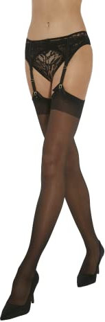 Fiore Bas nylon voile fin Justine 20 deniers pour Porte-Jarretelles (4, NOIR)