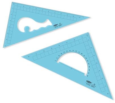 Yosogo Pack of 2 Large Transparent Triangle Ruler Set Square: 12 Inch- 30/60 Degree & 9 inch 45/90 Degree | Essential for School and Work use (INCH Scale)