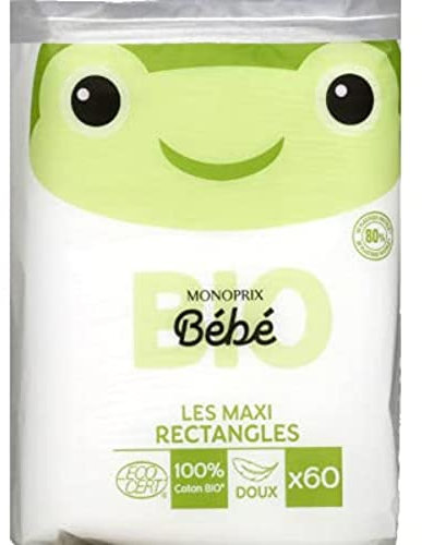 Monoprix bébé Les Maxi Rectangles 100% coton bio doux - Bébé - Le paquet de 60