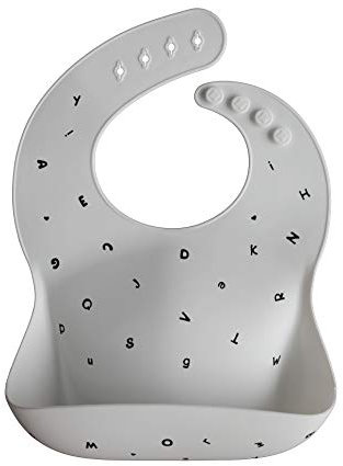 mushie silikon bib für Kinder | Lätzchen mit Auffangschale | BPA frei wasserdicht | Abwaschbar Lätzchen mit verstellae Passform | Sichere & Hochwertige für Kleinkinder & Baby | White Letters