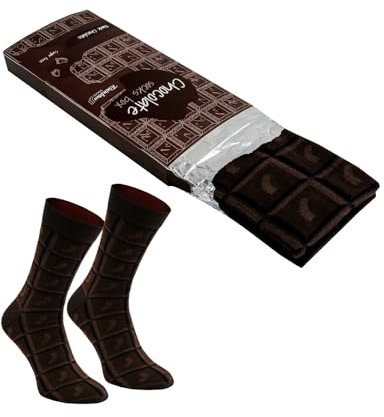 Rainbow Socks - Damen Herren Lustige Tafel Schokolade Socken - 1 Paar - Dunkle Schokolade - Größen 36-40