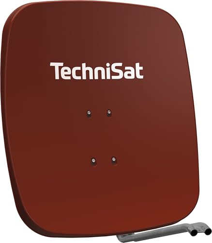 TechniSat SATMAN 65 Plus - Satellitenschüssel, 65 cm Sat Anlage, Rot | Antenne mit Mast- und AZ/EL-Halterung passend für UNYSAT-Universal LNB
