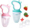 2x Premium Fruchtsauger für Baby + 3 Silikon Sauger in 3 Größen - BPA-frei - Kleinkind Säugling 2 Stück Schnuller Beißring für Obst Gemüse Eis Muttermilch Beikost Brei Schätzchen 5 Teile SET (Rosa)