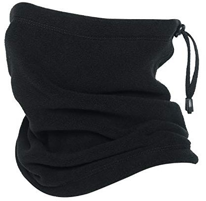 Oscenny Snoods for Men Adjustable Drawstring Thick Stretch Anti-Static Polar Fleece Washable Neck Gaiter for Chilly Cold Weather for Men Women Ski Cycling Motorcycle Running Bike(Black)