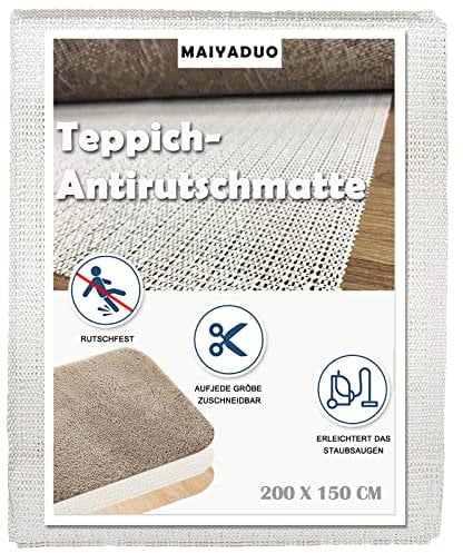 MAIYADUO Antirutschmatte für Teppich 150 x 200 cm, Teppich Antirutschunterlage, Rutschmatte Teppichunterlage rutschfest Teppichstopper, Anti Rutsch Matte Mehrzweck für Schubladen Regale Tablett Auto