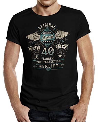 Geschenk T-Shirt zum 40. Geburtstag - Lebende Legende zur Perfektion gereift Schwarz