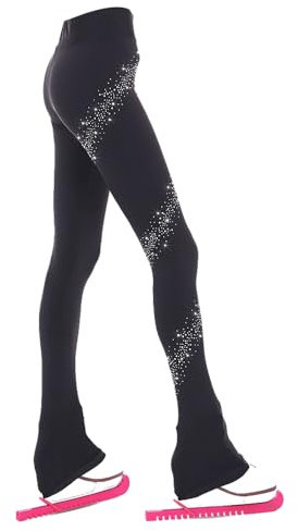 LIUHUO Pantalon Long d'entraînement pour Patinage Artistique pour Femmes et Filles - Collants Chauds de qualité supérieure - avec Strass - Leggings de Patinage pour Enfants