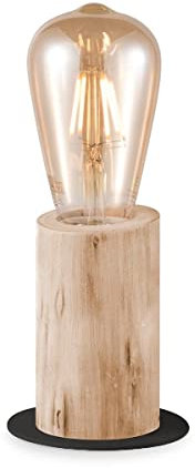 Home Sweet Home Landhaus-Tischlampe Billy | 10/10/11,5cm | Nachttischlampe | Holz | geeignet für E27 LED Glühbirnen | mit Schnurzwischenschalter | geeignet für Wohnzimmer, Schlafzimmer