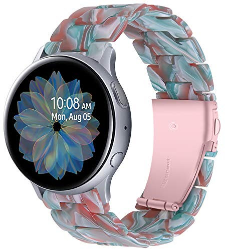 Miimall Cinturino in Resina Classici Compatibile con Samsung Galaxy Watch Active 2 Cinturino di ricambio 20mm Per Samsung Galaxy Watch Active 2 -Verde e Rosa