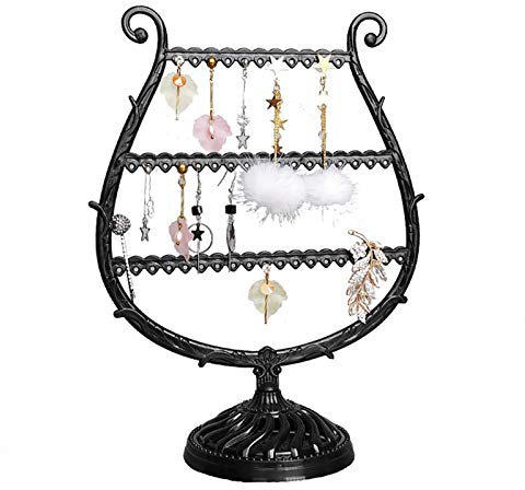Bluelanss Schmuckständer Ohrringständer Ohrringhalter, 3 Tier Plastik Ohrring Organizer, Ohrstecker Display Schmuckhalter - Ohrschmuck Aufbewahrung - Schmuckregal, Schmuckaufbewahrung Schwarz