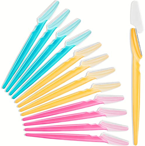 HFATMOS Face Razors for Women, Eyebrow Razor, Exfoliating Face Shaver Facial Hair Removal Tools for Men Eyebrow Trimmer with Protective Cover 12 Pcs