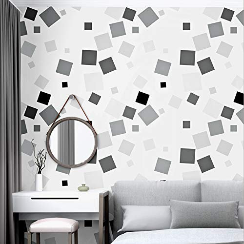 PVC-Tapete im nordischen Stil, modern, minimalistisch, schwarz und weiß, grau, Gittermuster, geometrisches Muster, Schlafzimmer, Wohnzimmer, Esszimmer, Wanddekoration, 1.73'W x 32.8'L Nicht Geklebt