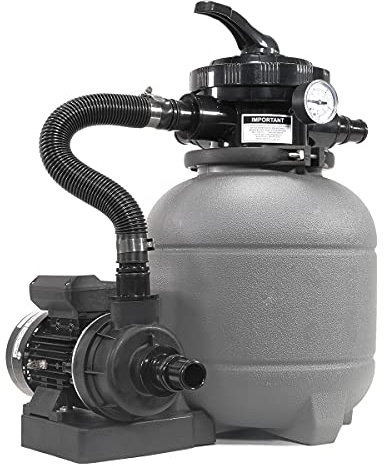 XtremepowerUS - Pompe filtrante à sable pour piscine de 30,5 cm, 2400 GPH, pompe à 6 voies, 10 000 gal, avec filtre média