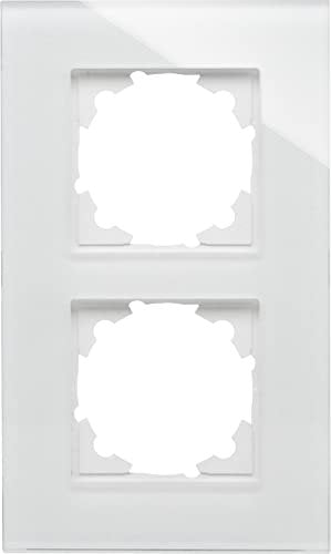 Kopp ATHENIS 2-fach Glas-Abdeckrahmen in Weiß - 99 x 170 mm - Rahmen für Steckdosen & Schalter - Eleganter Steckdosenrahmen aus Glas - Hochwertiger Lichtschalter-Rahmen