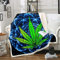 Loussiesd Cannabis Blätter Decke 75x100cm Galaxis Mandala Marihuana Kuscheldecke für Kinder Jungen Mädchen Universum Galaxis Hanf Marihuana Weed Wohndecke Flanell Fleecedecke Grün Blau
