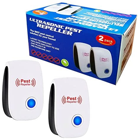 Lot de 2 répulsifs à ultrasons à brancher pour repousser les moustiques, souris, cafards, rongeurs