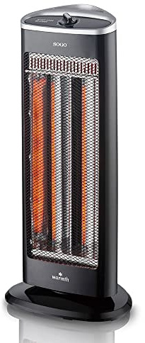 Sogo Radiador Calefactor Vertical Bajo Consumo de Filamento de Carbono - Radiador Eléctrico con 2 Barras Largas de Calentamiento Rápido, con Termostato Regulable y Función Oscilante, 500/1000 W