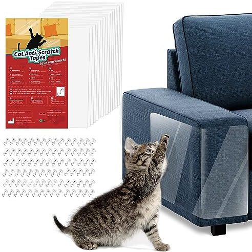 VavoPaw Katze Kratzschutzfolie, 16 Stück Transparent Sofa Kratzschutz Pad Möbelschoner Katze Möbelschutz Kratzpads mit 90 Schrauben Krallenschutz für Möbel Couch Tür Wand Kratzabwehr von Katzen Hunde