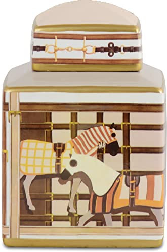 Baci Milano Collezione Horses Vaso Potiche in Porcellana 15 x 15 cm, H 22 cm