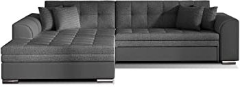 mb-moebel Ecksofa mit Schlaffunktion | Couch für Wohnzimmer, Schlafsofa Sofagarnitur Sofa Eckcouch L-Form Wohnlandschaft Moreno (Links, Anthrazit+Grau)