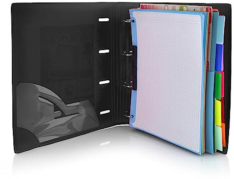 Carpeta & Block A4 Colorline - REF. 43211NE - 4 Anillas -100 hojas - 10 Separadores - 80 Indicadores - 8 Colores (Negro)