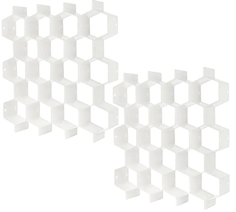 poeland Organizador divisor de cajones, 8 unidades, rejilla de plástico, diseño de panal de abeja, color blanco, paquete de 2