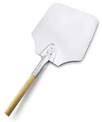 MNSSRN Pizza Shovel, Long Wooden Handle 9/12/14/16 Pizza Shovel, Aluminum Pizza Paddle, for Baking Homemade Pizza,16in/S