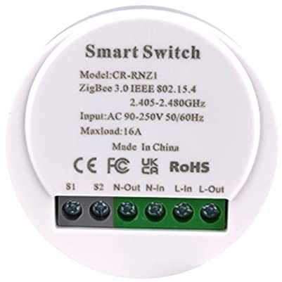 COLOROCK Tuya ZigBee Interruptor de luz inteligente Mini módulo de bricolaje, Tuya Zigbee Hub requerido, Smart Life/Tuya App, Control remoto inalámbrico, Necesita línea neutra 1/2 Vía, 16A
