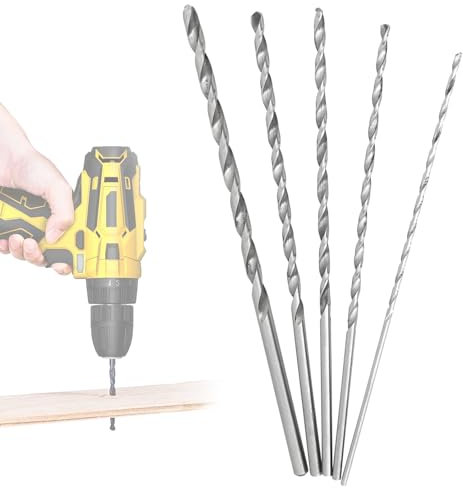 Juego De Brocas, 5 Piezas Broca Helicoidal De Vástago De Acero Hss Broca De Acero De Alta Velocidad Extra Larga De 6 Pulgadas Juego De Brocas Para Madera De 2-5 MM