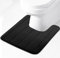 Lifup Tapis Contour WC Doux en Molleton de Corail Antidérapant, Tapis de Toilette WC Absorbant, Tapis Salle de Bain Lavable en Machine Noir 50 x 60 cm