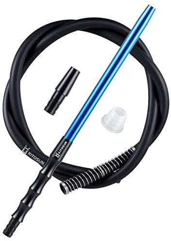 Manguera de Cachimba Shisha con Boquilla - Kitosun D-Hose Accesorios Shisha 33,5 cm mango de aluminio extraíble | Tubo de Silicona de 1,5 M | Adaptador | Resorte y Hookah Arandela (Azul precioso)