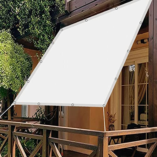Tenda a Vela Impermeabile 3 x 3.5 m Acqua Resistente al Vento Vela Ombreggiante Impermeabile con Fune e Occhielli per Esterno, Piscina, Bianco