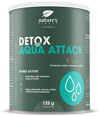Nature's Finest by Nutrisslim Detox Aqua Attack – Artischocke, Mariendistel, Chlorella-Extrakt – Natürliches Pulver zur Reduzierung von Wassereinlagerungen – 125 g, 25 Portionen