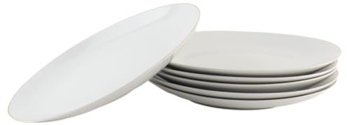 OTIX Speiseteller 6er Set 26cm Weiß mit Goldrand Porzellan