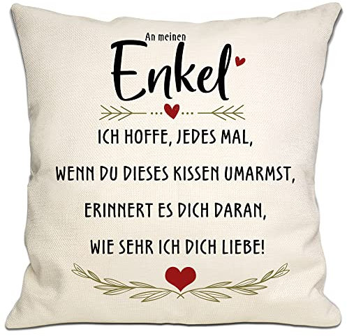 Bommex Enkel Ich hoffe, jedes Mal, wenn Sie Dieses Kissen umarmen, erinnert es Sie daran, wie sehr ich Sie Liebe Kissenbezug für Enkel - Erinnerungsgeschenk für Geburtstage
