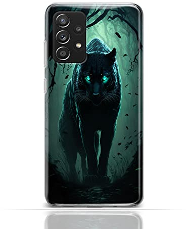 KX-Mobile Handyhülle für iPhone 12 Mini Hülle aus Silikon/TPU für die Rückseite mit Motiv 3534 schwarzer Panther im Wald Blaue Augen