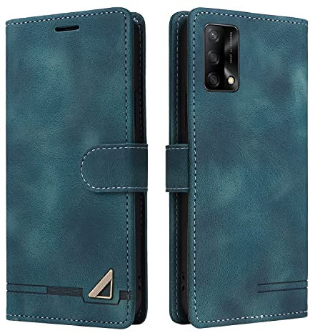 OKZone Kompatibel mit Oppo A74/F19/F19S/A95 4G Hülle, Halterung Standfunktion Kartenfach Wallet Schutzhülle 360 Grad Stoßfest Premium Leder Schutzhülle Handyhülle für Oppo A74/F19/F19S/A95 4G (Grün)