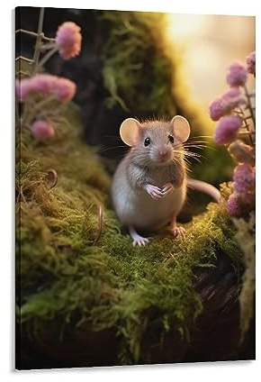 Kleine Maus Wandkunstdrucke Moderne Blume Niedliche Tierbilder auf Leinwand Poster Wanddekoration für Schlafzimmer Heimdekoration